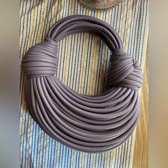 Handbag Rope Knot Design Leather Purple Small - Picture 2 of 11